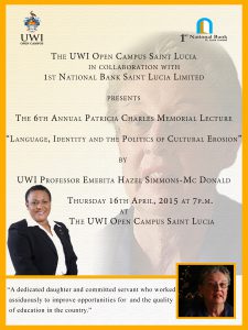 Pat Charles Lecture 2015 Flier
